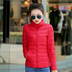 M-8XL White Duck Down Jacket for Women Winter Warm Down Coat Light Weight 2023 New Stand Collar Pocket Zipper Casual Outerwear