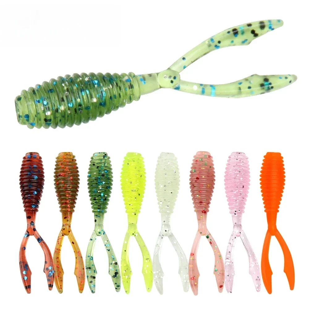 Soft Fishing Lures Rockfish 10pcs/lot 0.3g 36mm Twin Tail Artificial Wobbler Ocean Rock Silicone Shad Worm Bait