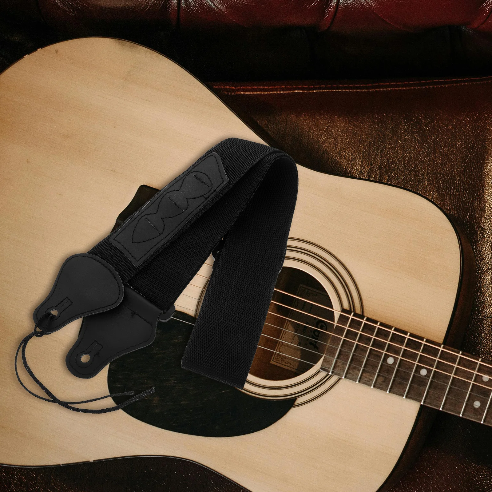 

Guitar Strap Black Adjustable With Pick Holder For Acoustic Bass Electric Guitar Durable Shoulder Lanyard Instrument Accessory