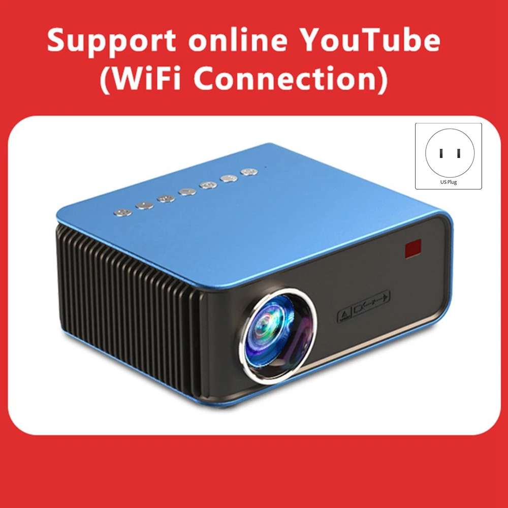 T4 Mini Projector for Home Supports 1080P TV Full HD Portable Theater Media Player for YouTube TV Stick PS4-US