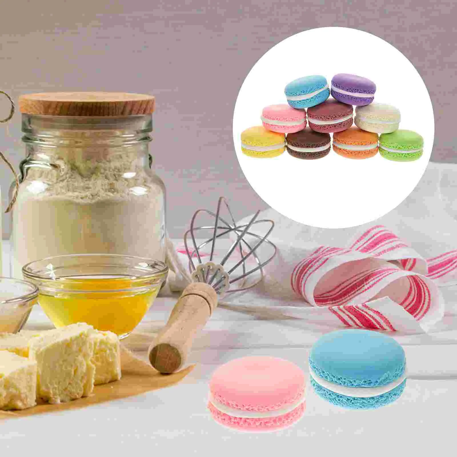 9 Pcs Cake Model Cracker Simulation Macaron Tabletop Decor Home Food Fake Artificial Decoration Clay Adornment