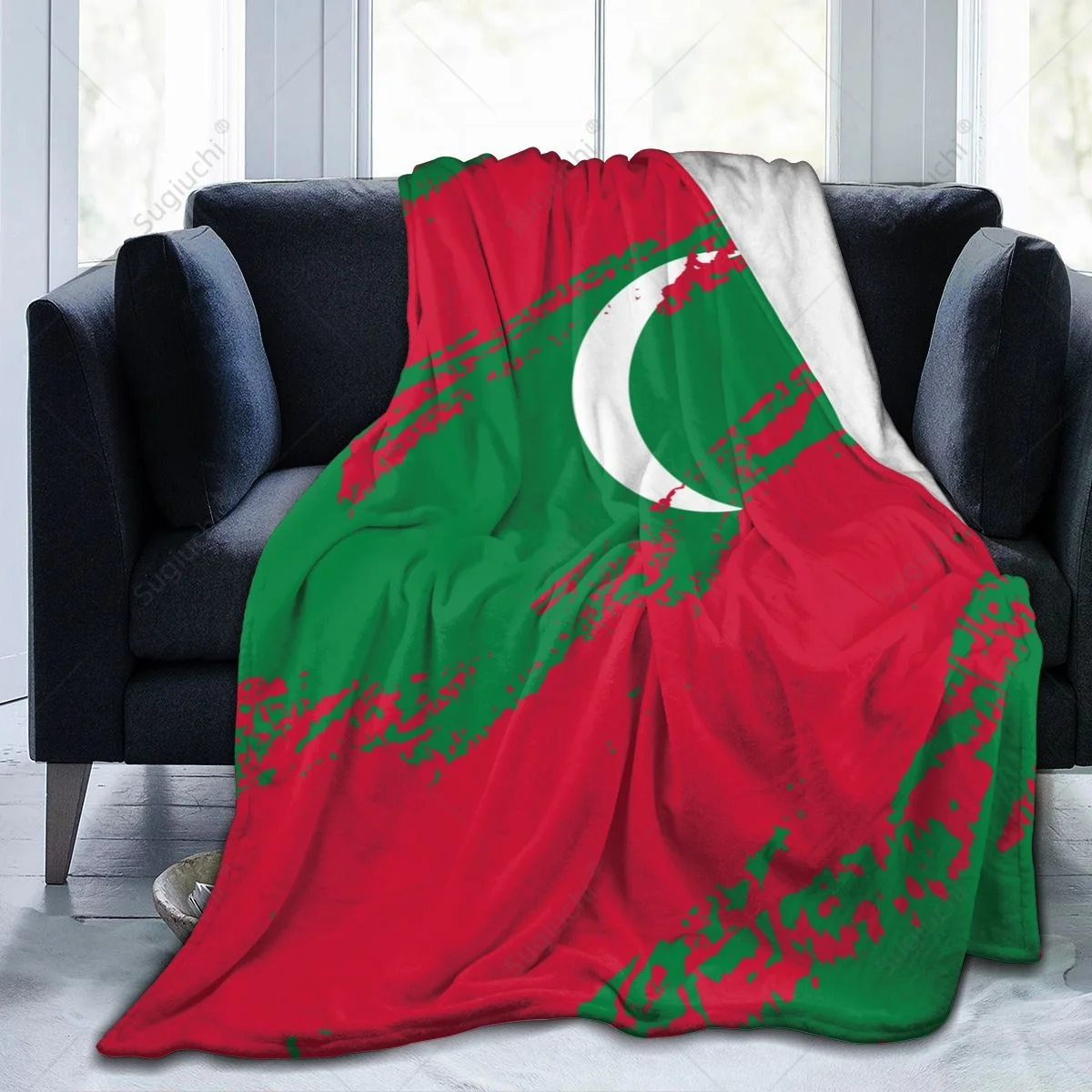 Blanket Maldives Flag Color Flannel Multifunction Camping Sofa Cover Keep Warm