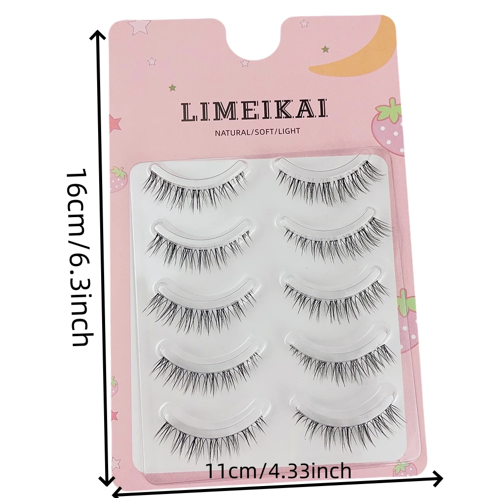5 Pairs of Natural Long Crossed Fairy Hair Transparent Thickened Eyelash Tips to Lengthen False Eyelashes 13mm