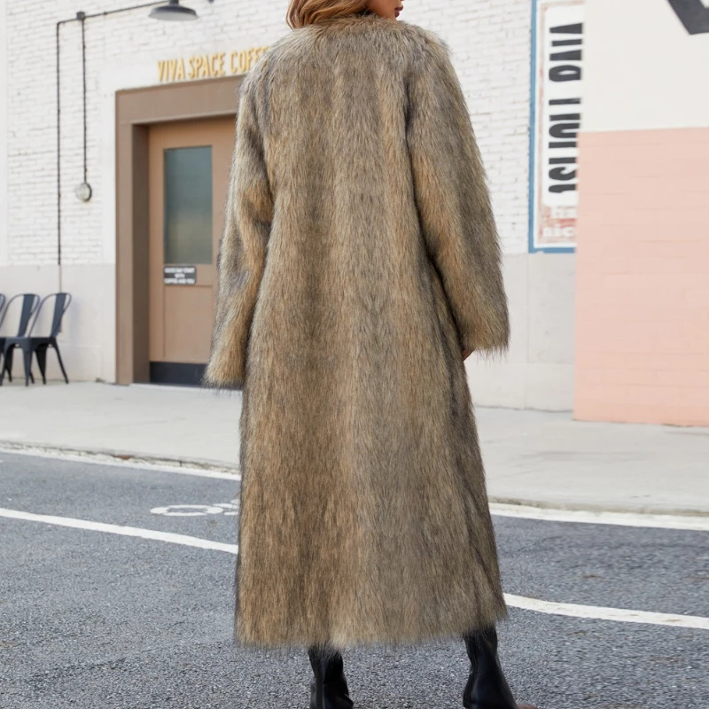 2025 Autumn and Winter Fur Coat Street Long Loose and Environmentally Friendly Fur Cardigan High-end Windbreaker