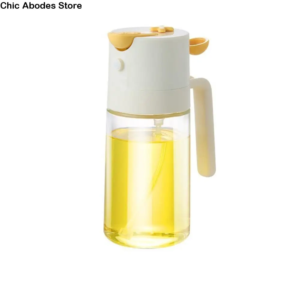 Dispensador de aceite transparente de vidrio con pulverizador de aceite recargable de 460ml, botella pulverizadora de cocina de calidad alimentaria 2 en 1, freidora de aire