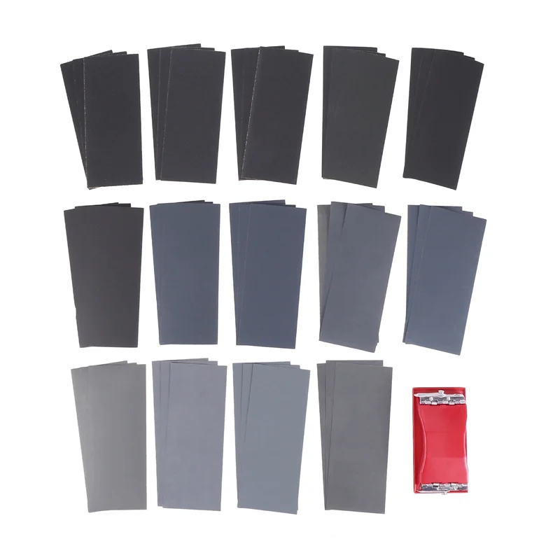 

A57M-42 Pcs Dry And Wet Sandpaper Sponge Handle Sanding Sheets Sandpaper Block Kit For Wood Furniture Finishing Glass Metal Sand