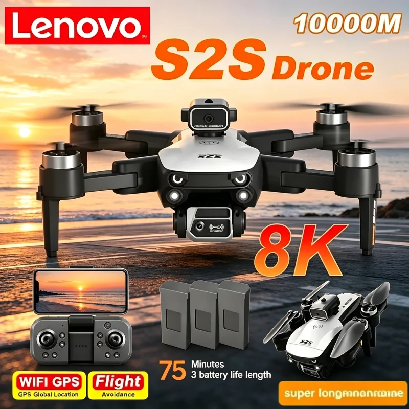 

Lenovo S2S GPS Aerial Drone 8K HD Dual Camera Omnidirectional Obstacle Avoidance Brushless RC Quadcopter Toys