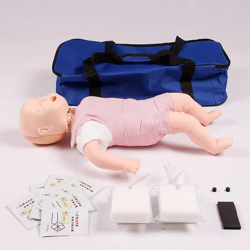 Modelo de entrenamiento de RCP infantil con accesorios, maniquí de práctica de primeros auxilios para obstrucción de vías respiratorias, herramienta de enseñanza médica Heimlich