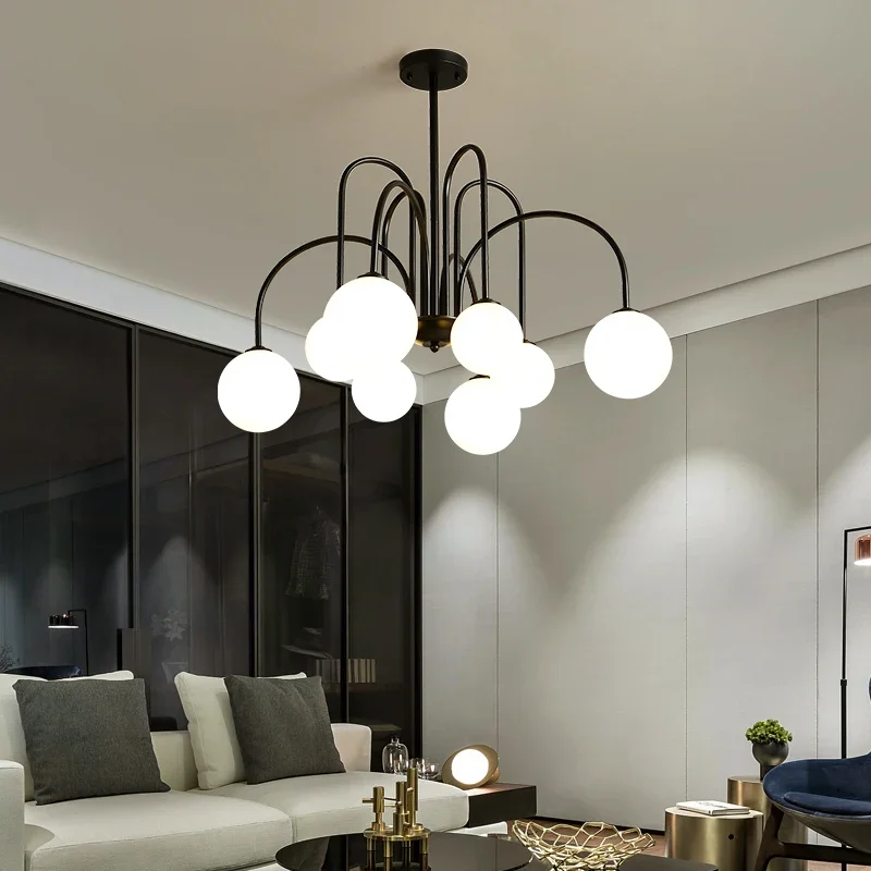 Lampe LED Suspendue au Design Nordique Moderne, Disponible en Noir et Or, Luminaire Décoratif d'Nik, Idéal pour un Salon ou une Chambre à Coucher, G9