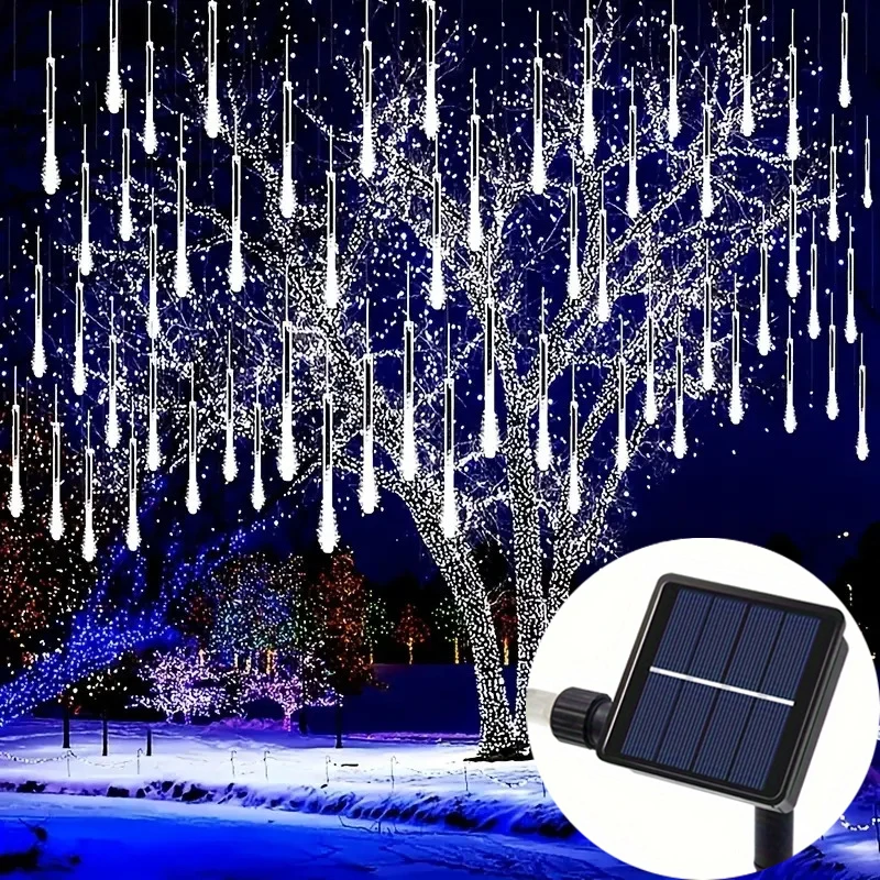 

30/50cm Solar Meteor Shower LED Fairy String Lights Street Tree Garland Christmas Decor Party Outdoor Wedding Garden Decorations