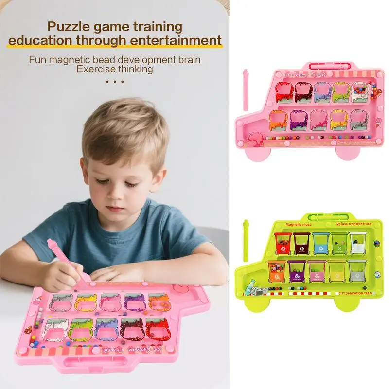 Labirinto magnético de cores e números, placa de aprendizagem de correspondência de cores, brinquedo de classificação educacional para habilidades motoras finas, contagem de matemática