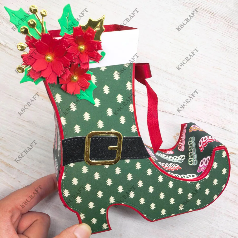 KSCRAFT Christmas Boot Add On Cutting Dies Stencils for DIY Scrapbooking Decorative Embossing DIY Paper Cards
