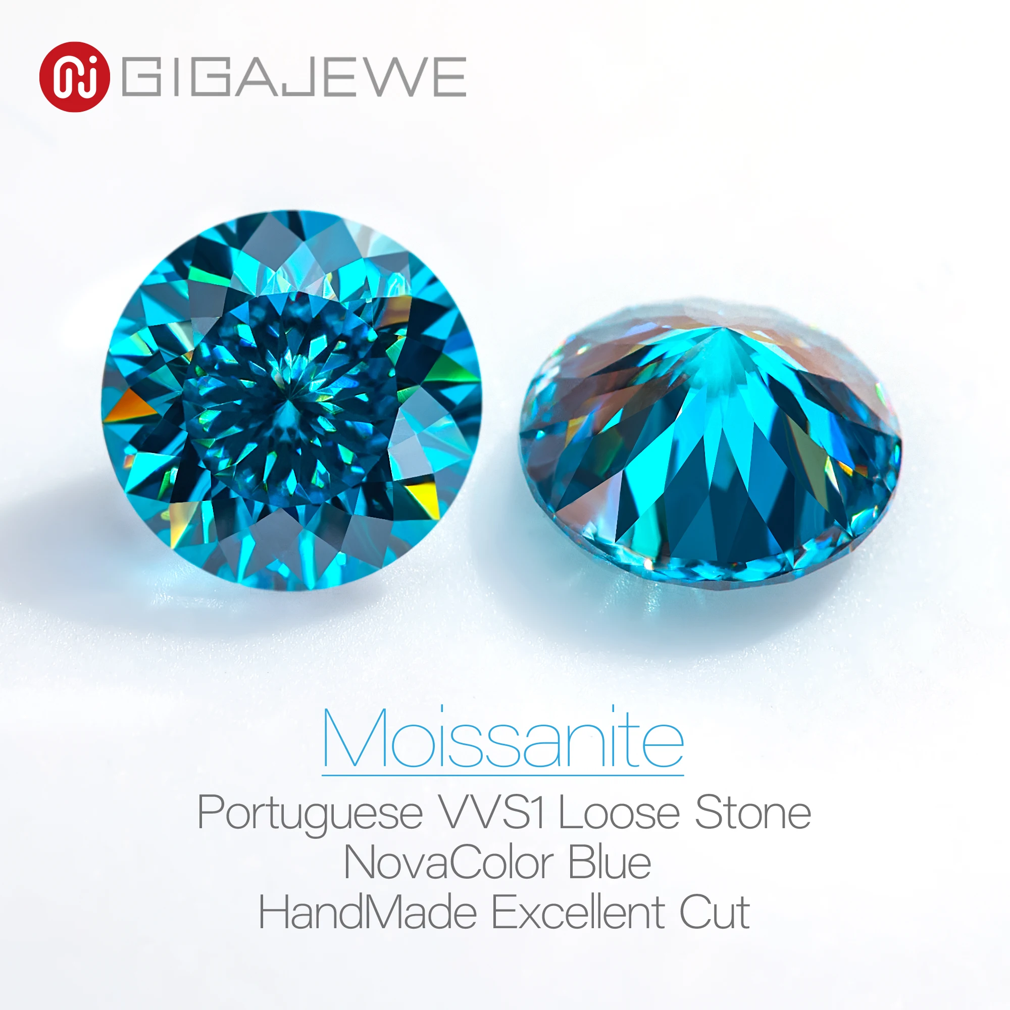 GIGAJEWE Moissanite Customized Portuguese NovaColor Blue VVS1 Premium Gems Loose Diamond Test Passed Gemstone For Jewelry Making