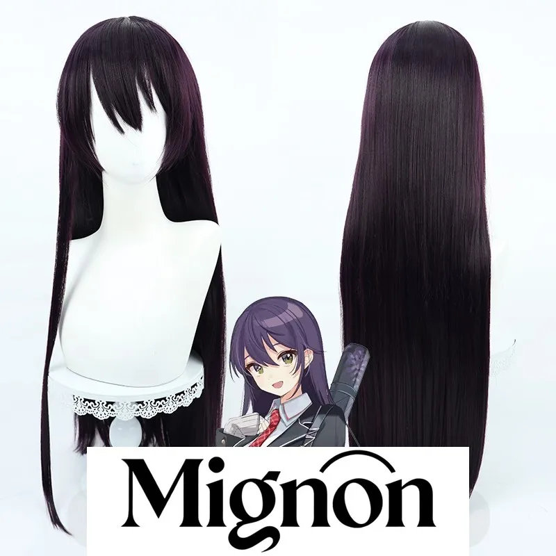 Nijisanji VTuber Kenmochi Touya Version féminine perruque cosplay cheveux longs violet foncé cadeau d'Halloween