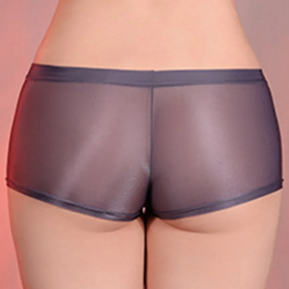 Men Sexy Oil Shiny Glossy Briefs Sheer Mesh See Through Panties Dick Closed Sheath Erotic Underpants Temptation Underwear