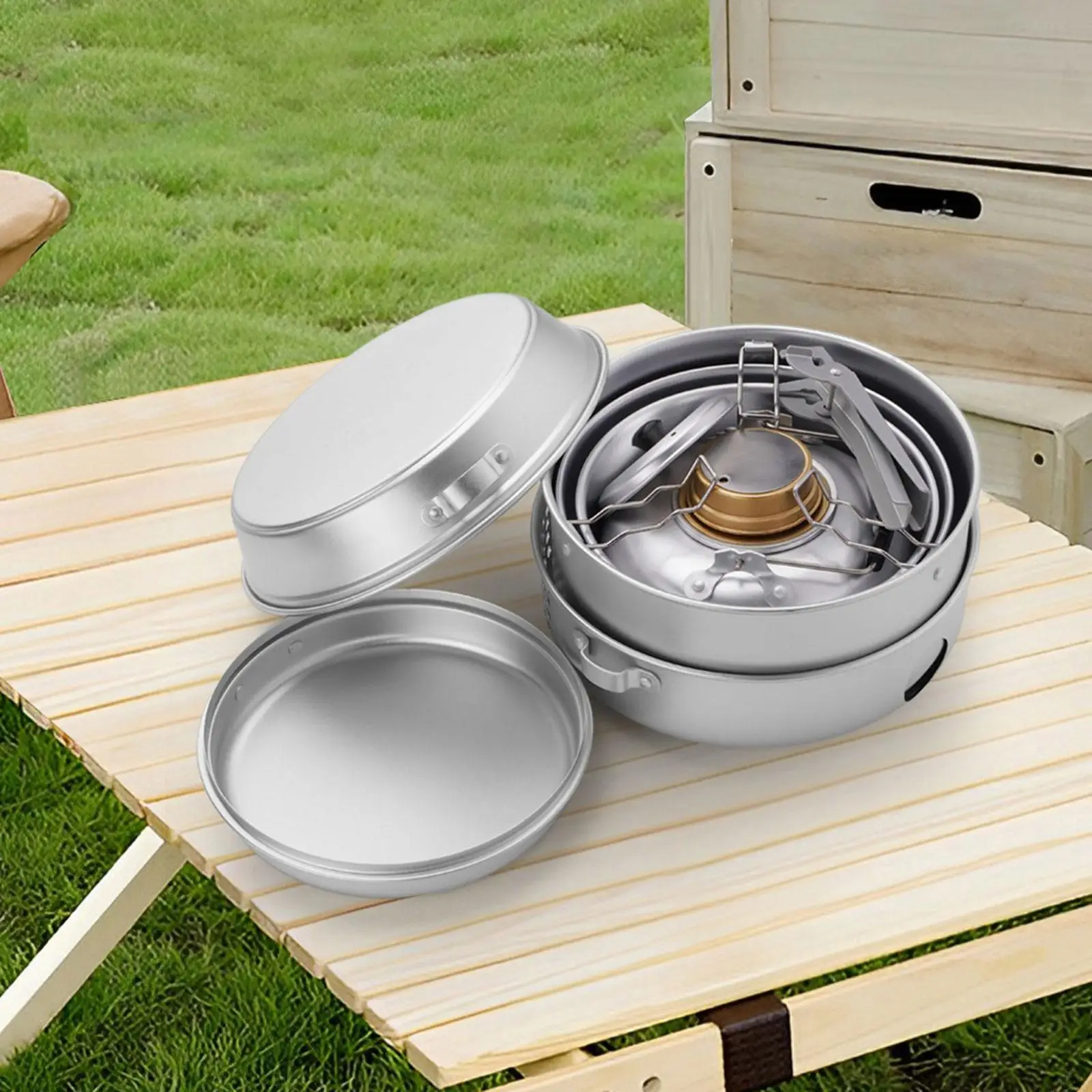 Camping Cookware Set Gear Compact Easy to Clean Frying Pan Cooking Pot Camping Cooking Set for Outdoor Hiking Backpacking Picnic