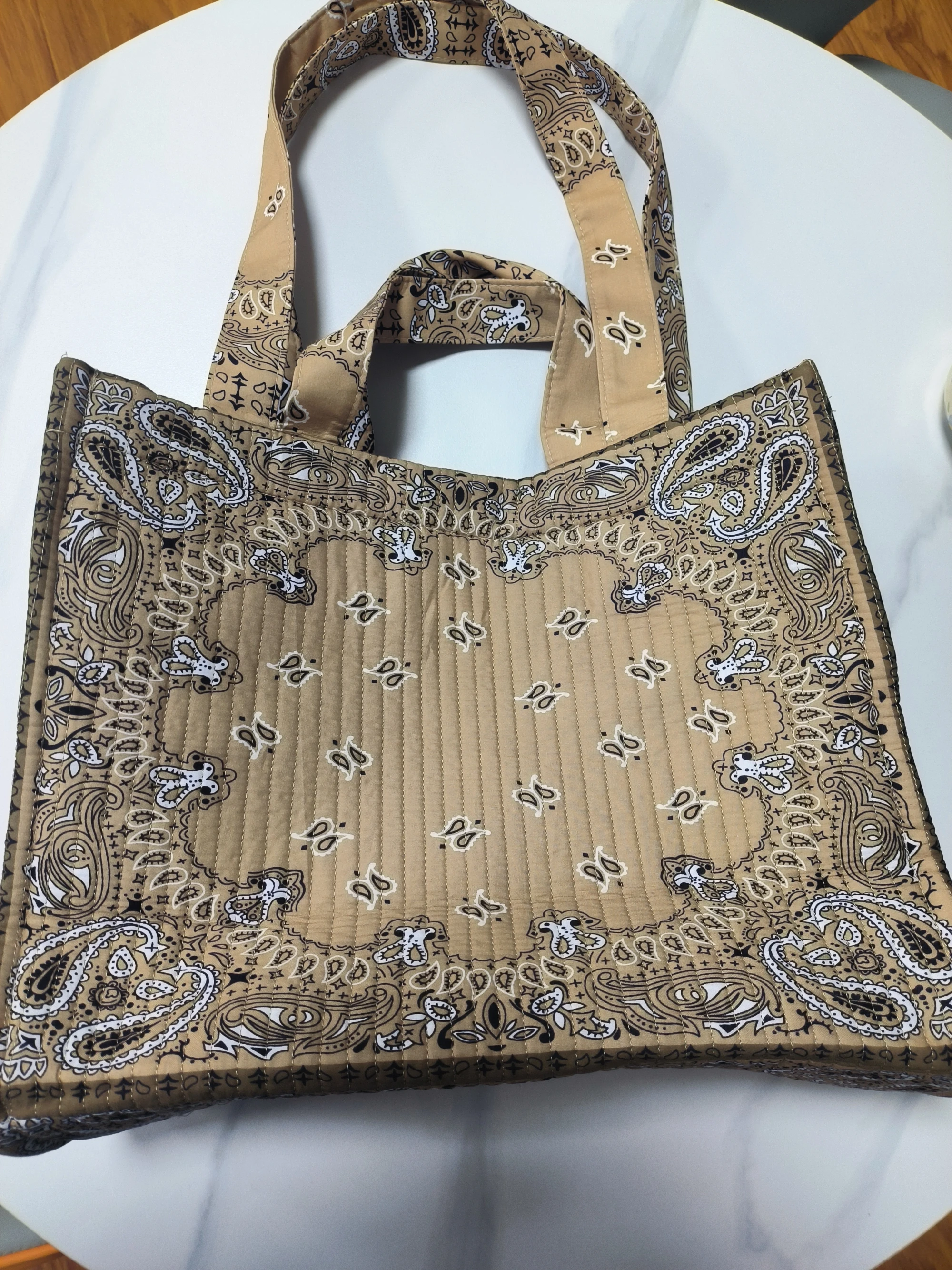 Böhmische Künstlerische Vintage-Tragetasche mit Blumenmuster, Damen-Schultertasche, Vielseitige Große Einkaufstasche für Arbeit und Freizeit – Detail 2