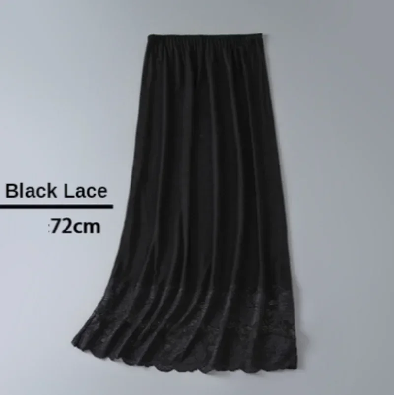 Underskirt Half Slips Dress for Women Summer Thin Ice Silk High Waist Elastic Anti-Penetrating Underskirt Lining Lace Innerwear