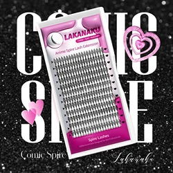 LAKANAKU Cashmere Anime Spire Individual Feather Eyelash Extensions C CC D Curl Manga Style Lashes Extensions