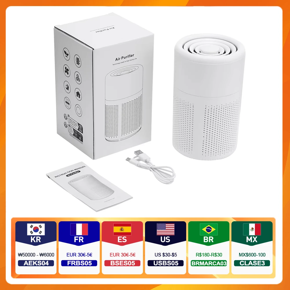 Purificador de aire doméstico, limpiador de aire portátil, Mini purificador de aire de escritorio con filtro HEPA, ambientador, limpiador de aire para el hogar y la Oficina