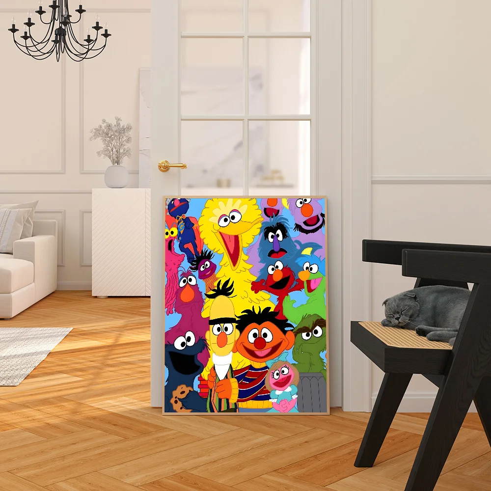 Sesame Cartoon Street Cookie Anime Good Quality Prints and Posters Vintage Room Home Bar Cafe Decor Aesthetic Art Wall Painting