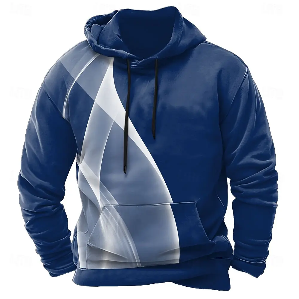 

New Fall Winter Men's Geometric Optical Illusion 3D Printing Hoodies Sweatshirt Long Sleeve Crew Neck Streetwear Drawstring Tops