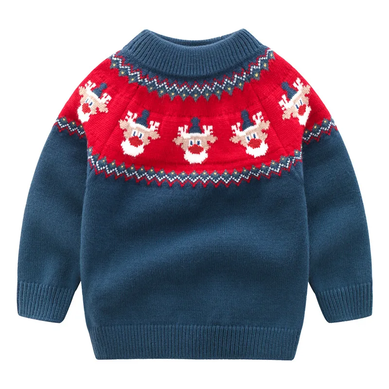 Mudkingdom Christmas Sweater for Girls Boys Sweaters Pullover Santa Claus Children Clothes Thick Kids Winter Clothing Soft