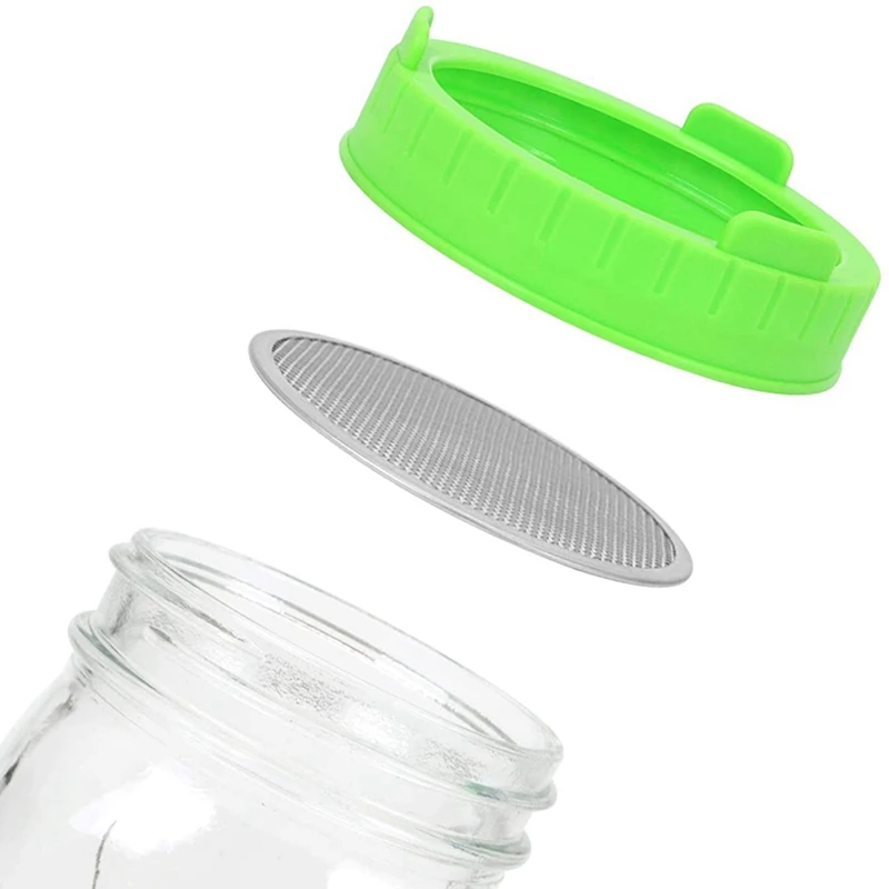 8 Pack Sprouting Lids, Plastic Sprout Lids With Stainless Steel Screen For Wide Mouth Mason Jars, Sprouter Sprout Maker-B51B