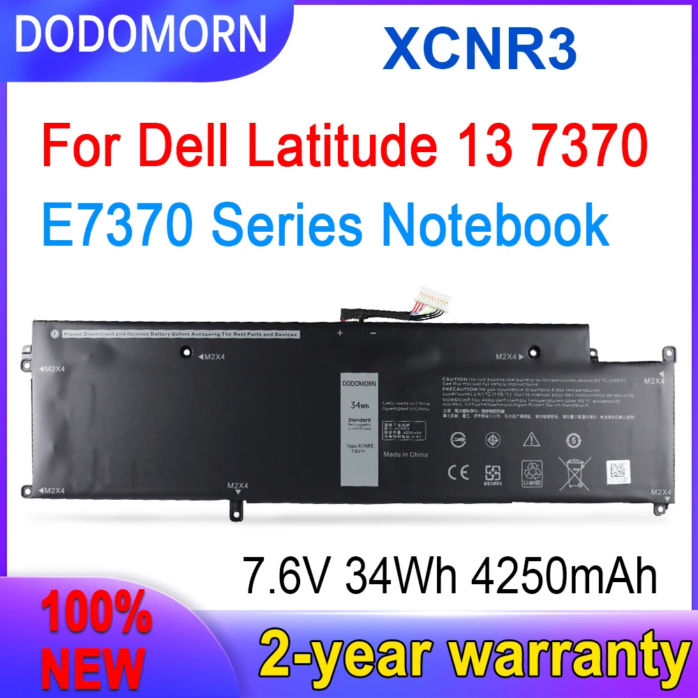 

Новый аккумулятор DODOMORN XCNR3 P63NY для Dell Latitude E7370,13(7370) P67G MH25J N3KPR WY7CG 34 Втч или 43 Втч 7,6 В