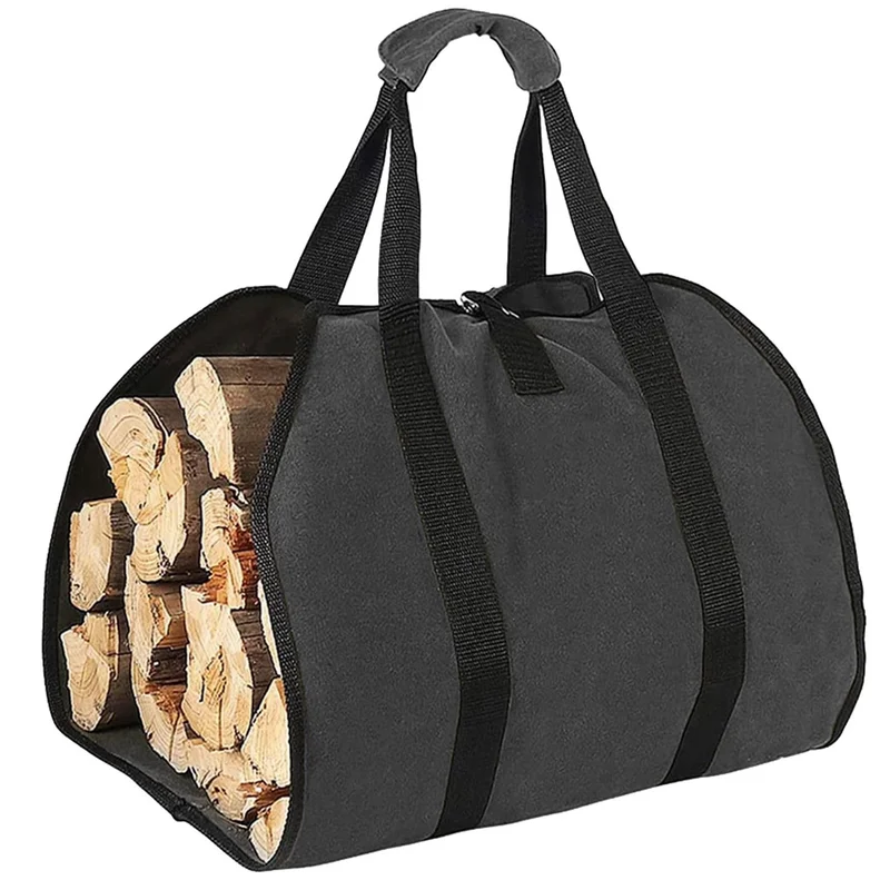 Outdoor Portable Large Capacity Firewood Storage Bag, Waterproof And Scratch Resistant, Wooden Camping Firewood Wooden Handbag