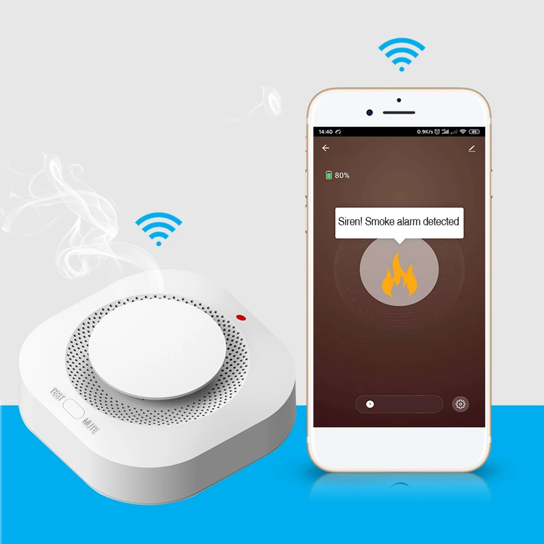 

Датчик дыма Tuya Wi-Fi, датчик безопасности для умного дома, датчик пожарной сигнализации, приложение Smart Life для Alexa Google Home-B65A