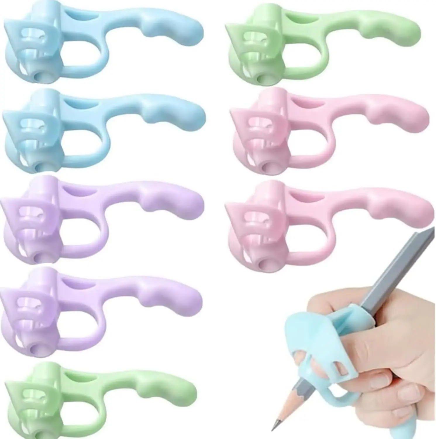 5 Pcs 5 Fingers Silicone Pencil Pen Holder Children Writing Learning Tool Stationery Aid Grip Posture Correction Device