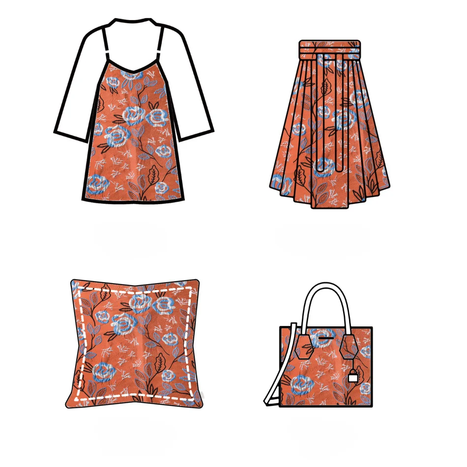 Embossed Contrasting Floral Jacquard Fabric Abstract Pattern Dress Luggage Bag Decorative Sewing Fabric