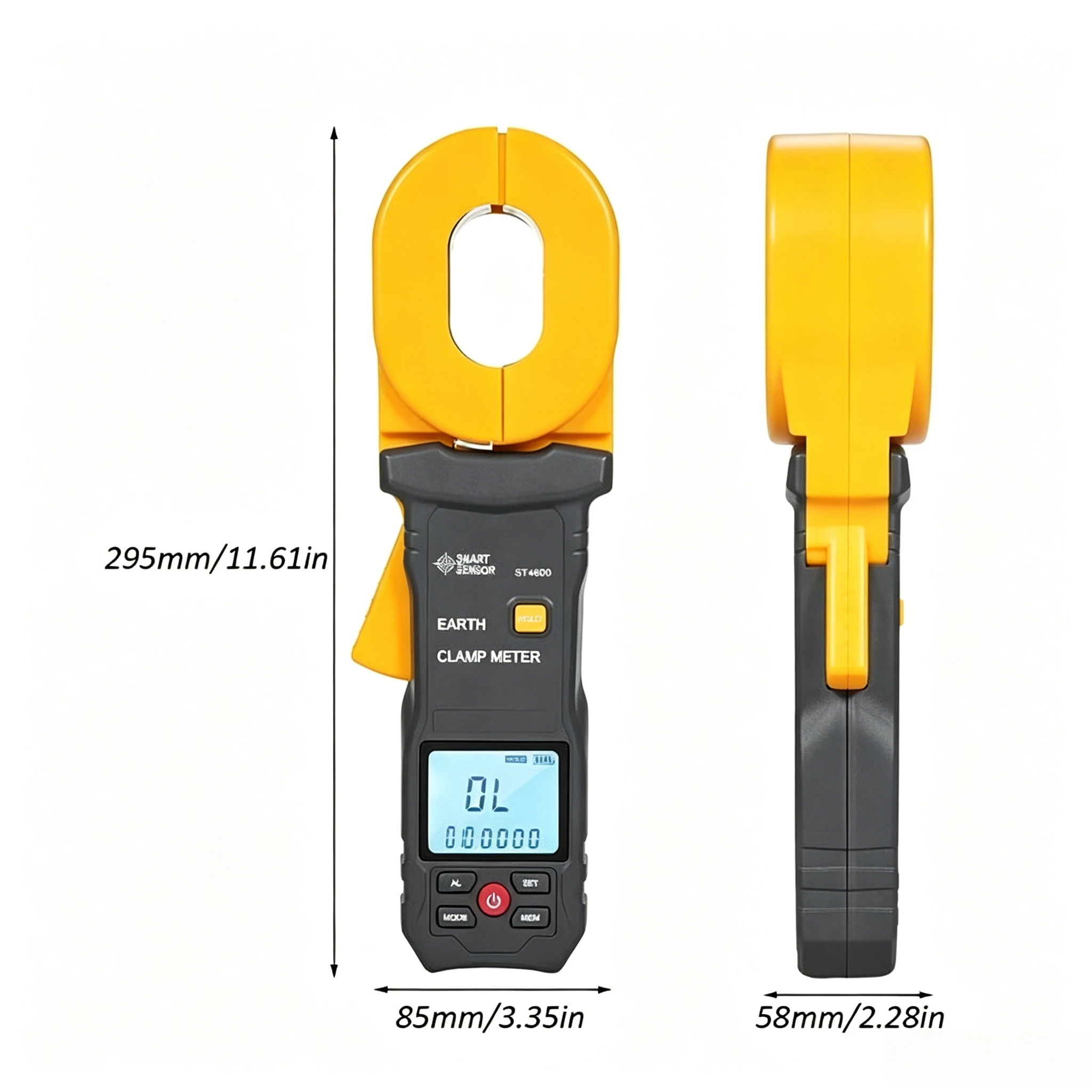 ST4100 LCD Digital Earth Resistance Tester, Clamp Type Ground Resistance Meter 0.010~500Ω with Data Storage