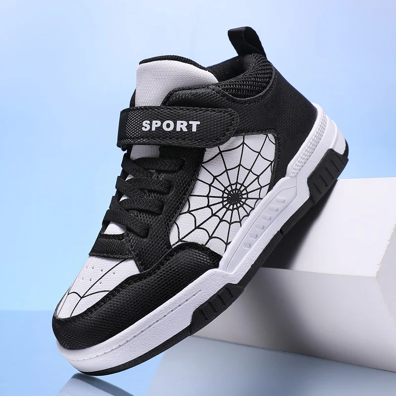 

Новинка 2023 года, детские кроссовки для мальчиков, модная обувь с высоким берцем для скейтбординга, размер 28-37, детские повседневные спортивные кроссовки для мальчиков