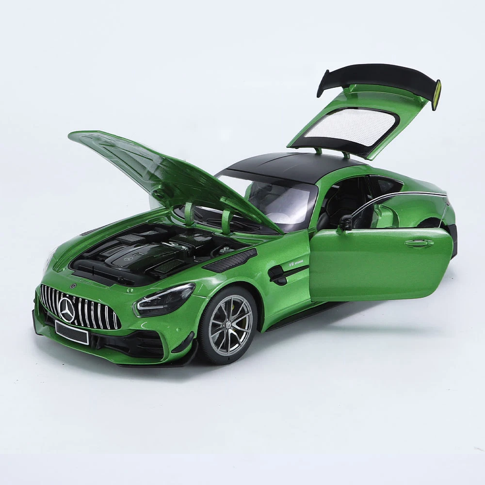 New 1:18 Benz GTR Green Demon Alloy Die Cast Toy Car Model Sound and Light Pull Back Children\'s Toy Collectibles Birthday Gift