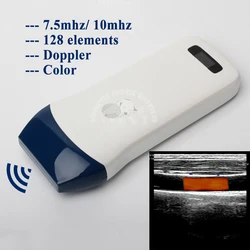 Color Doppler Linear Array Ultrasound Probe Wireless Probe 128 Element Connected to Android ISO Windows Systems