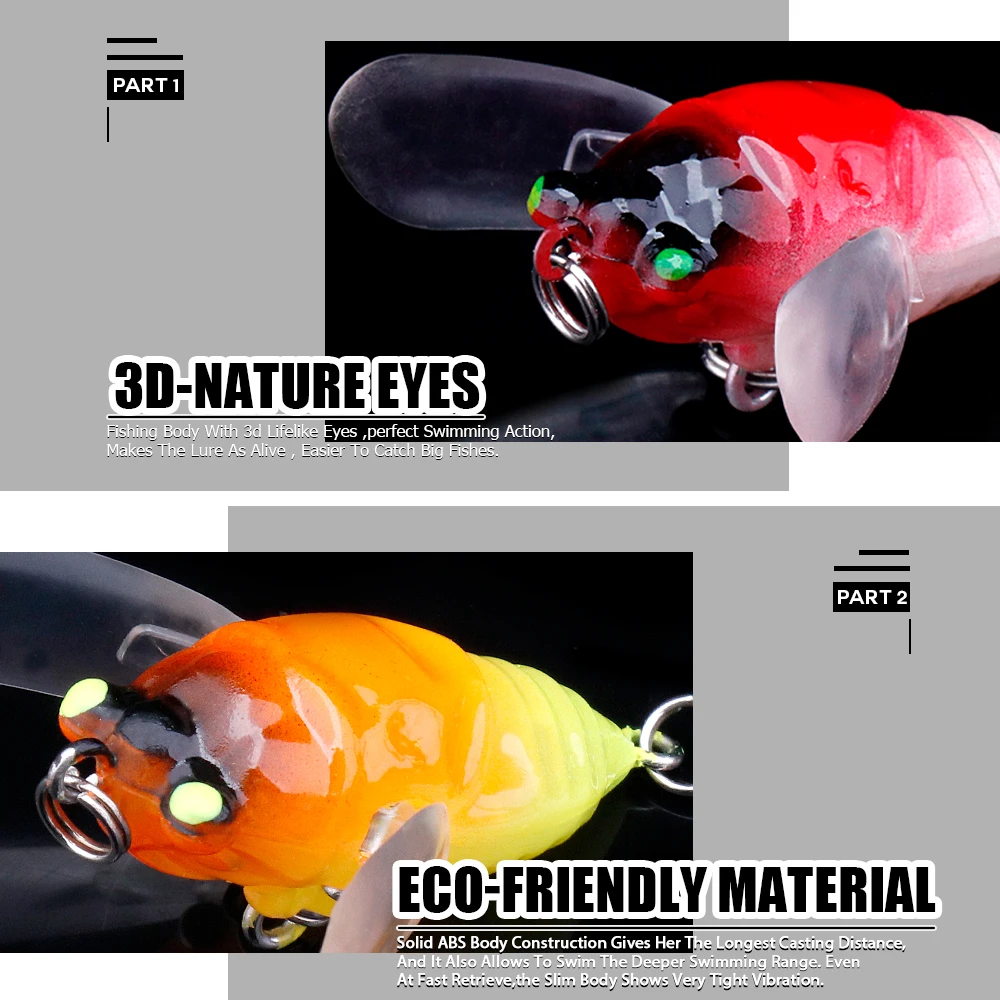 Agoie 6.5g 5cm Topwater Popper Lure with Wings Artificial Bait Lifelike Cicada Glow in the Dark Fishing Lure for Pike Bass - view 5