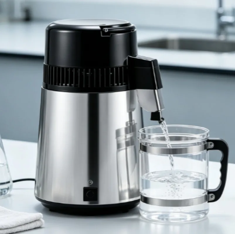 Mini Household Distilled Water Maker, Water Distillation Extraction Equipment with Cleaning Agent