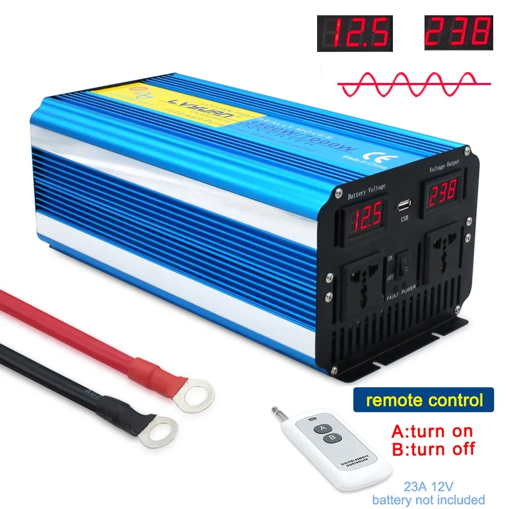 LVYUAN Universal Sockets Home Inverter 12V/24V 110V/220V Camping Invertor 3000W Solar Power Inverter Pure Sine Wave Inverter