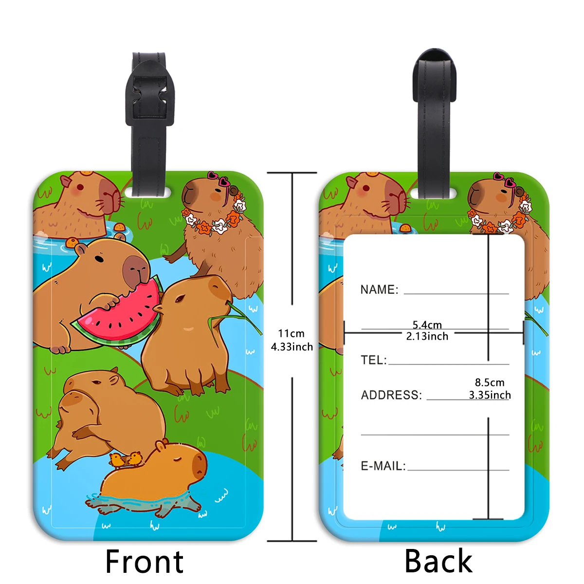 علامات الأمتعة Happy Capybara إكسسوارات السفر علامات حقيبة الموضة نمط السيليكون المحمولة حامل عنوان معرف تسمية السفر