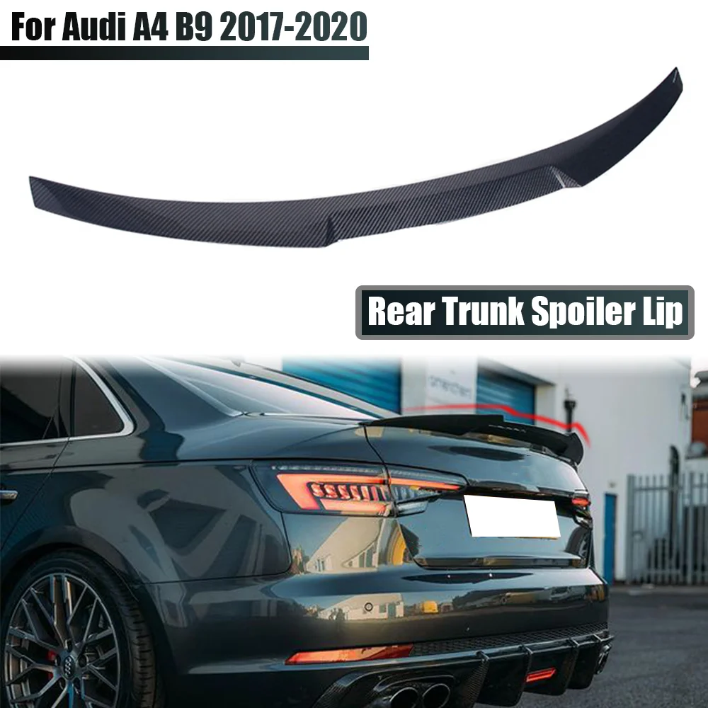 Czarny / karbonowy spojler tylny Przedłużenie wargi tylnego spojlera bagażnika Warga skrzydła bagażnika Do Audi A4 B9 S4 S-line 2017-2020