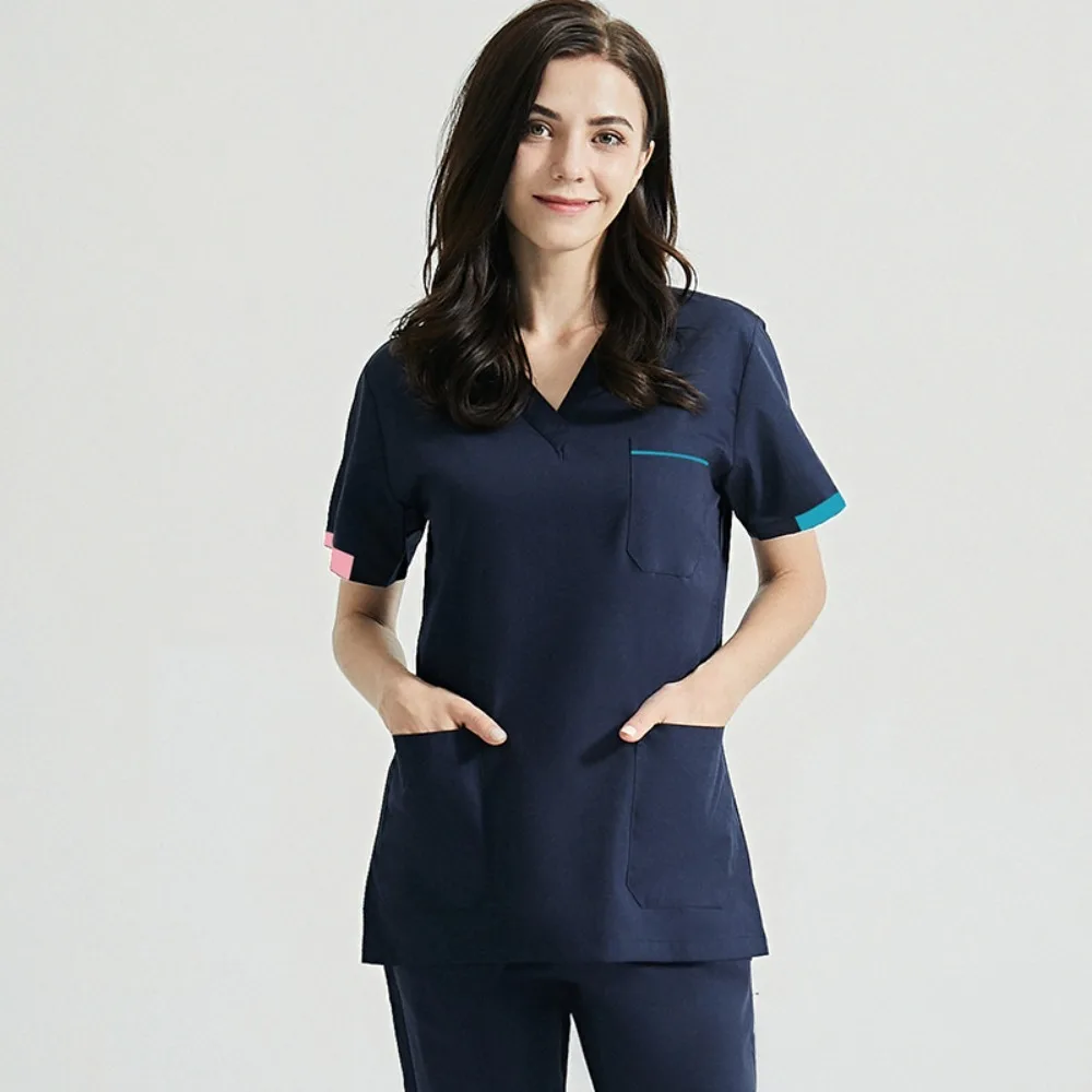 Short Sleeved Spa Uniform Women Hospital Nursing Uniform Multicolor Stretch Fabric Pet Clinic Vet Work Clothes Nurse Accessories