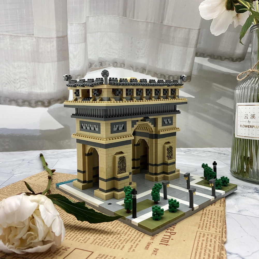 KNEW BUILT Arc Triomphe Micro Mini klocki dla dorosłych architektura zabawki Euro słynne klocki budowlane prezent dla dzieci