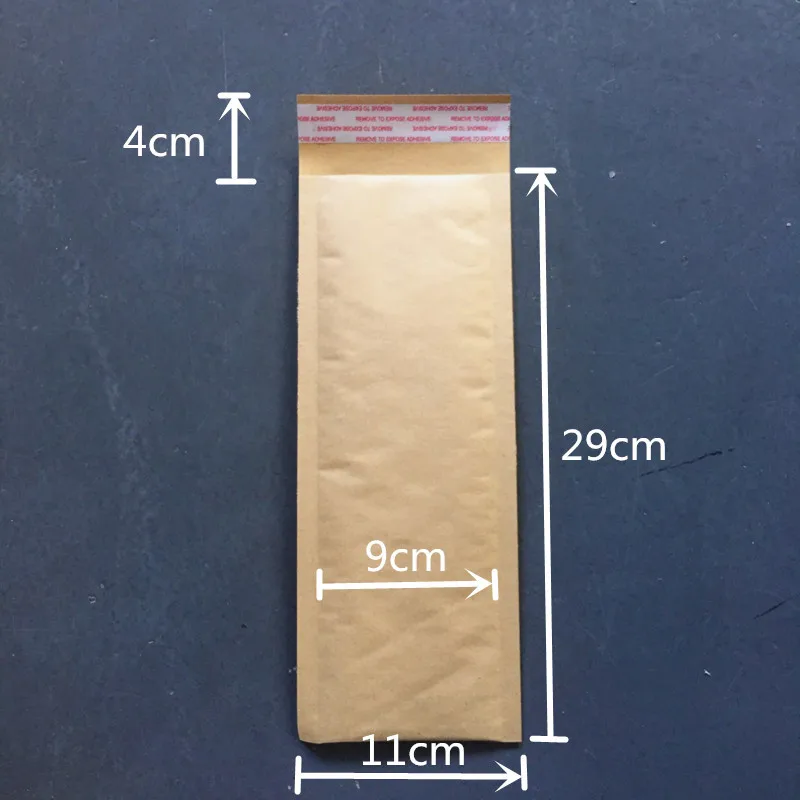 50Pcs 11x29cm Kraft Paper Bubble Bag Long Shape Bubble Envelope Cosmetics Packaging Gift Bags Shockproof Bubble Mailers Mailbag