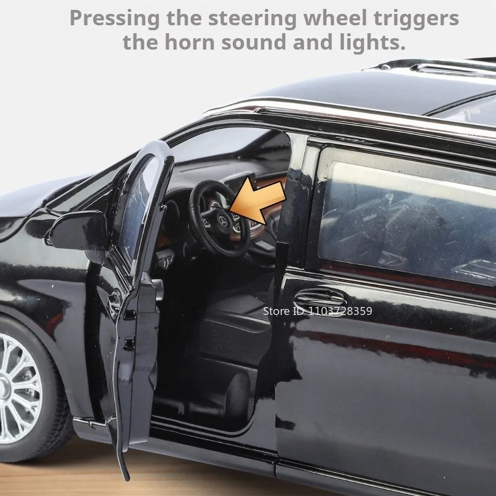 1:24 V260L لعبة مجسمة MPV سيارات سبيكة دييكاست امتصاص الصدمات التراجع الأبواب مفتوحة محاكاة المركبات للأطفال هدايا عيد الميلاد