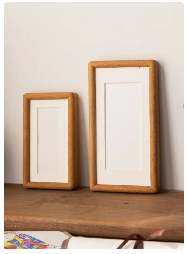 Rectangular Solid Wood Photo Frame High-Quality Black Walnut/Teak Mortise and Tenon Picture Frame Display Stand Desktop Decor