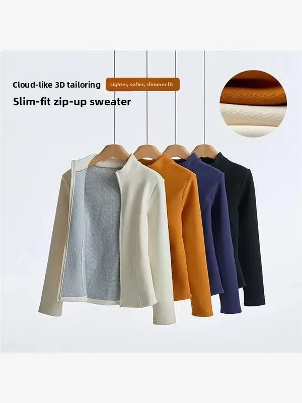

Casual Yoga Jaet Double Zipper Stand Collar Fibone Waistline Fce Women's Autumn Winter Faion Fitn Outerwear