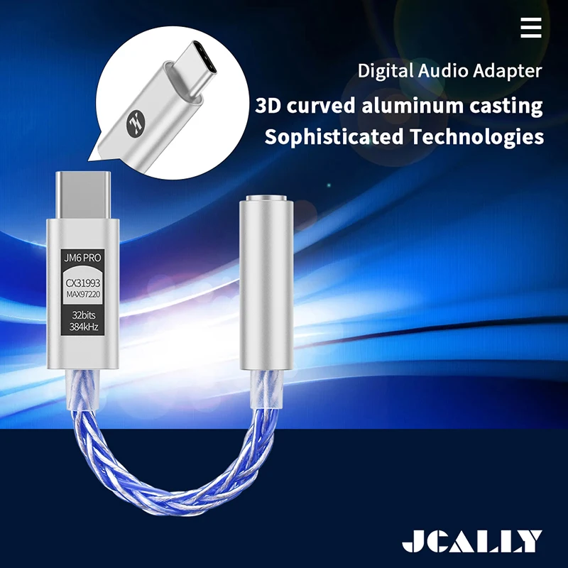 JCALLY JM6 Pro Type-C to 3.5mm Dual DAC CX31993 MAX97220 Digital Audio Decoding Headphone Amplifier HiFi Mobile Headset Adapter
