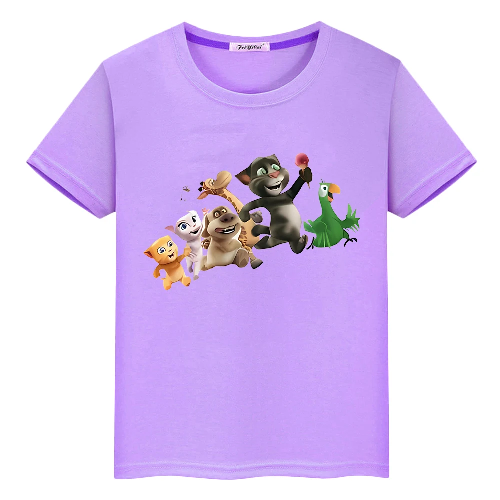 

Talking tom cat Print t shirt for kids boy 10year 100%Cotton Short y2k one piece anime Tees pride tshirt Kawaii Tops girl clothe